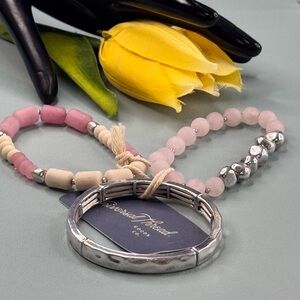 Universal Thread Pink and Silver Beaded Bracelet Set